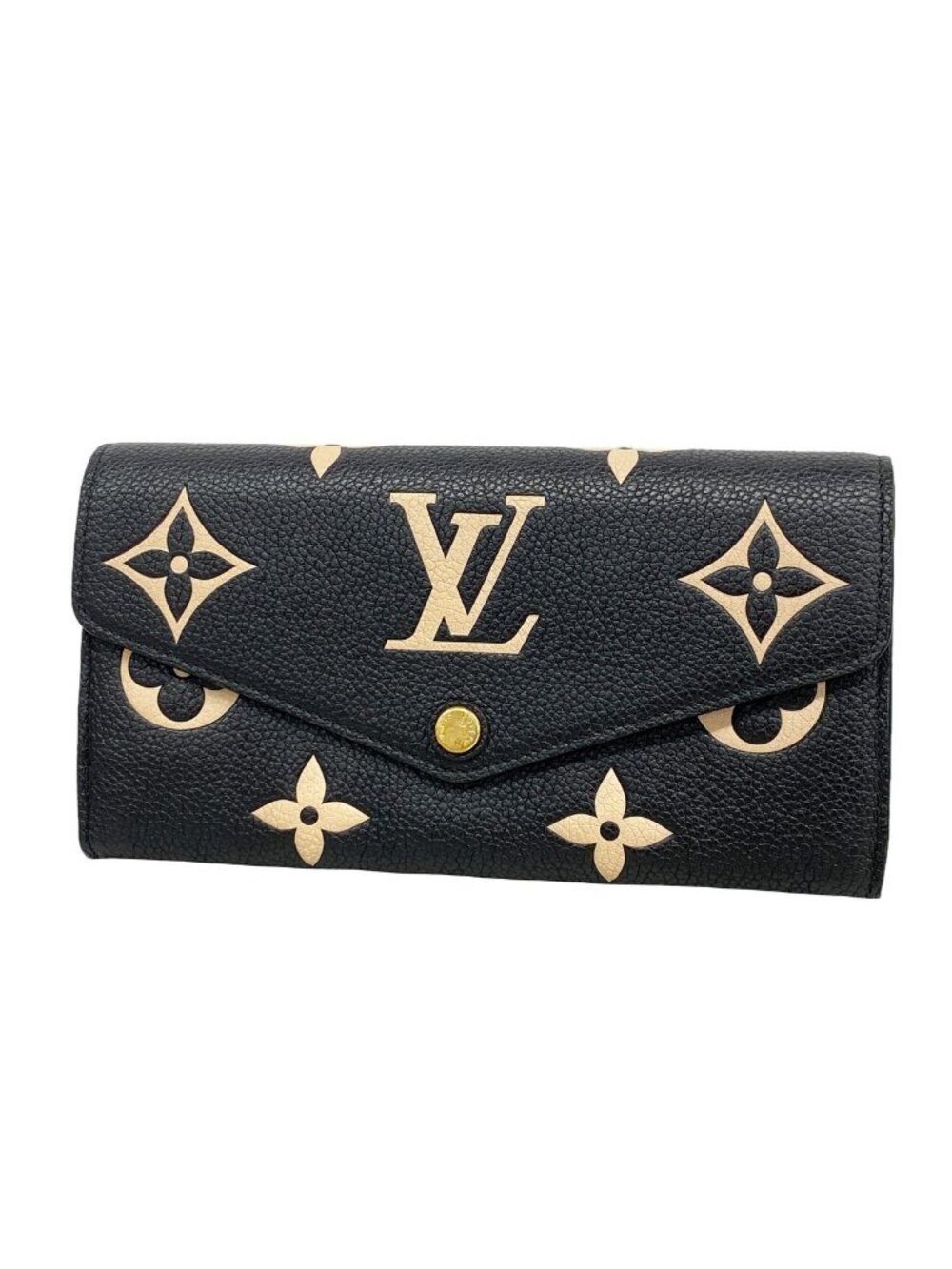 Louis Vuitton Wallet Monogram Empreinte Bicolor Portefeuille Sarah Black Beige